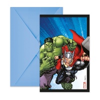 Invitations Los Vengadores bleu - 6 unités