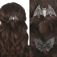 Pinces à cheveux chauve-souris brillantes et noires - 2 unités