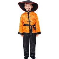 Déguisement chinois rouge et jaune pour enfant