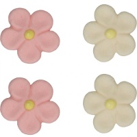 Figurines en sucre de marguerites roses et blanches - FunCakes - 12 pièces