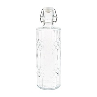 Bouteille en cristal transparent 1 L, décor taillé