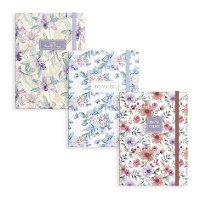 Carnet à motifs floraux avec élastique de 14,5 x 10,5 cm - 1 unité