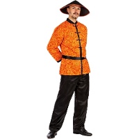Déguisement chinois rouge et jaune pour homme