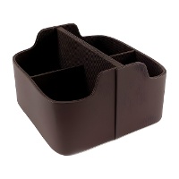 Organisateur de télécommandes en similicuir de 20 x 20 x 12 cm - 4 compartiments