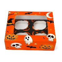 Boîte pour 4 cupcakes Halloween orange - Azucren