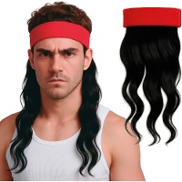 Bandeau rouge avec mèches style Rambo