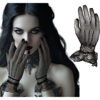 Gants noirs en dentelle pour femme