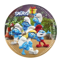 Platos de Pitufos de 20 cm - 8 unidades