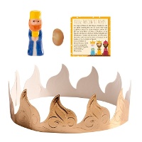 Kit pour la galette des rois: couronne, fève, roi mage et carte