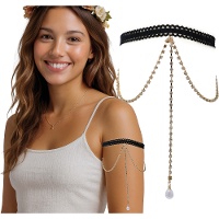 Manchette à chaînes et strass imitation