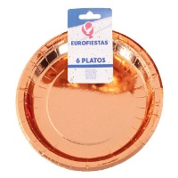 Assiettes de 18 cm en carton métallisé - 6 unités