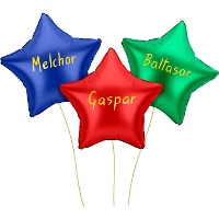 Ballons étoilés des Rois Mages de 48 cm - 3 unités