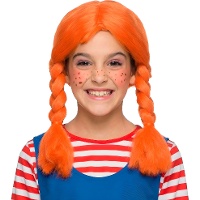 Perruque orange avec tresses pour enfant