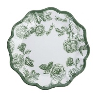 Assiette plate 26,5 cm motif floral vert