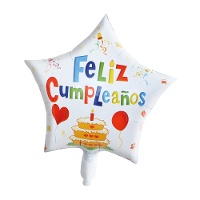 Ballon étoile blanc de 45 cm pour joyeux anniversaire