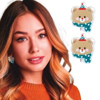 Boucles d'oreilles ours avec écharpe - 1 paire