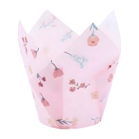 Capsules de tulipes en papier pour muffins fleurs roses - PME - 24 unités