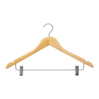 Cintres en bois avec pince pour pantalon - 2 unités