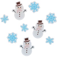 Décors en azyme - bonshommes de neige et flocons - 9 pièces