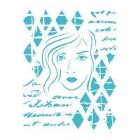 Pochoir avec visage de femme en losange 20 x 28,5 cm - Artis decor - 1 pièce