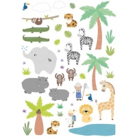 Autocollants de safari - 1 feuille