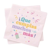 Serviettes Joyeux Anniversaire de 16,5 cm - 20 unités
