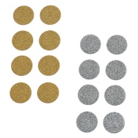 Autocollants en forme de cercles avec paillettes de 3,5 cm - 8 pièces