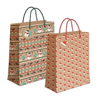 Sac cadeau de 45 x 33 x 10 cm en kraft avec motifs de Noël - 1 unité