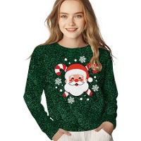 Pull de Noël pailleté pour enfants avec motif Père Noël