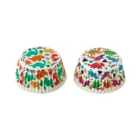 Capsules pour cupcakes avec des dinosaures colorés - 36 unités