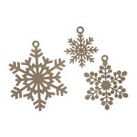 Figures en bois de flocons de neige - Artis décor - 3 unités