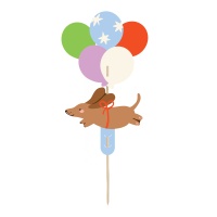 Topper pour gâteau de Chien et ballons de 17 cm