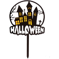 Topper Joyeux Halloween maison hantée de 15,5 x 9,5 cm