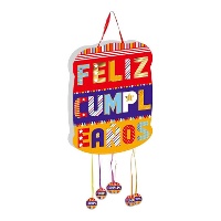 Piñata « Joyeux anniversaire » en franges - 50 x 35 cm