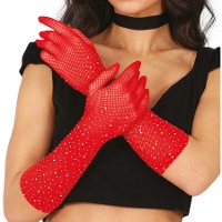 Gants longs en filet avec pierres - 30 cm