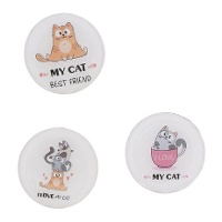Aimant à chat résiné avec phrase - 1 unité