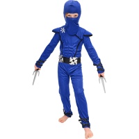 Déguisement de ninja oriental bleu pour enfants de 5 à 8 ans