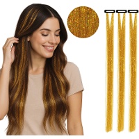 Mèches de cheveux brillantes de 50 cm - 3 unités