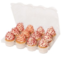 Boîte pour 12 cupcakes en plastique transparent - 3 unités