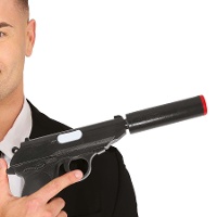 Pistolet noir avec silencieux de 25 cm