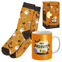 Ensemble cadeau tasse et chaussettes Halloween cimetière