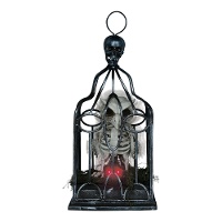 Cage avec squelette de hibou avec lumière, son et mouvement - 33 cm