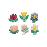 Figures de sucre de fleurs printanières - Decora - 6 unités