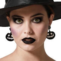 Boucles d'oreilles noires en forme de citrouille - 1 paire