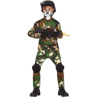 Déguisement de militaire avec combi-squelette pour enfant