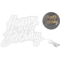 Panneau Happy Birthday avec lumières LED néon blanches