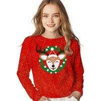 Pull de Noël pour enfants à paillettes et motif de renne