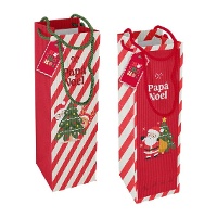 Sac à vin de 33 x 12 x 10 cm de Noël rouge - 1 unité