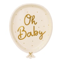 Assiettes ballon Oh baby de 17,5 x 22 cm - 6 unités