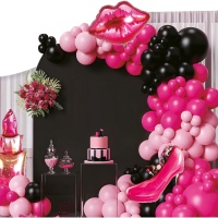 Kit de ballons avec lèvres fuchsia et noir - 100 pièces